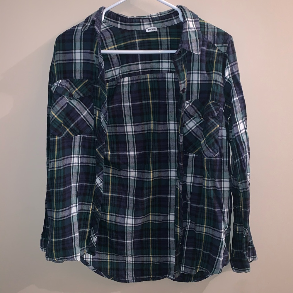 Pimkie plaid-button down shirt